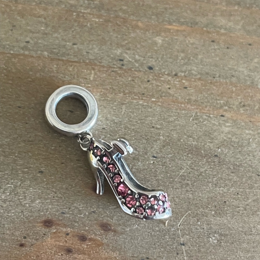 NWOT Sterling Silver High Heel Charm with Pink Accents